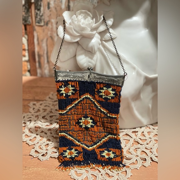 INCREDIBLE Antique ORNATE Colorful Beaded Purse w/Hinged Frame - Native American - Picture 3 of 17